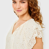 Cartolina Genevieve Eyelet Top Gardenia