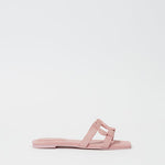 Monogram Suede Flat Slide Pale Pink