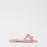 Monogram Suede Flat Slide Pale Pink