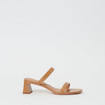 Clara Debossed Leather Block Heel Camel