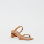 Clara Debossed Leather Block Heel Camel
