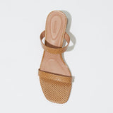 Clara Debossed Leather Block Heel Camel