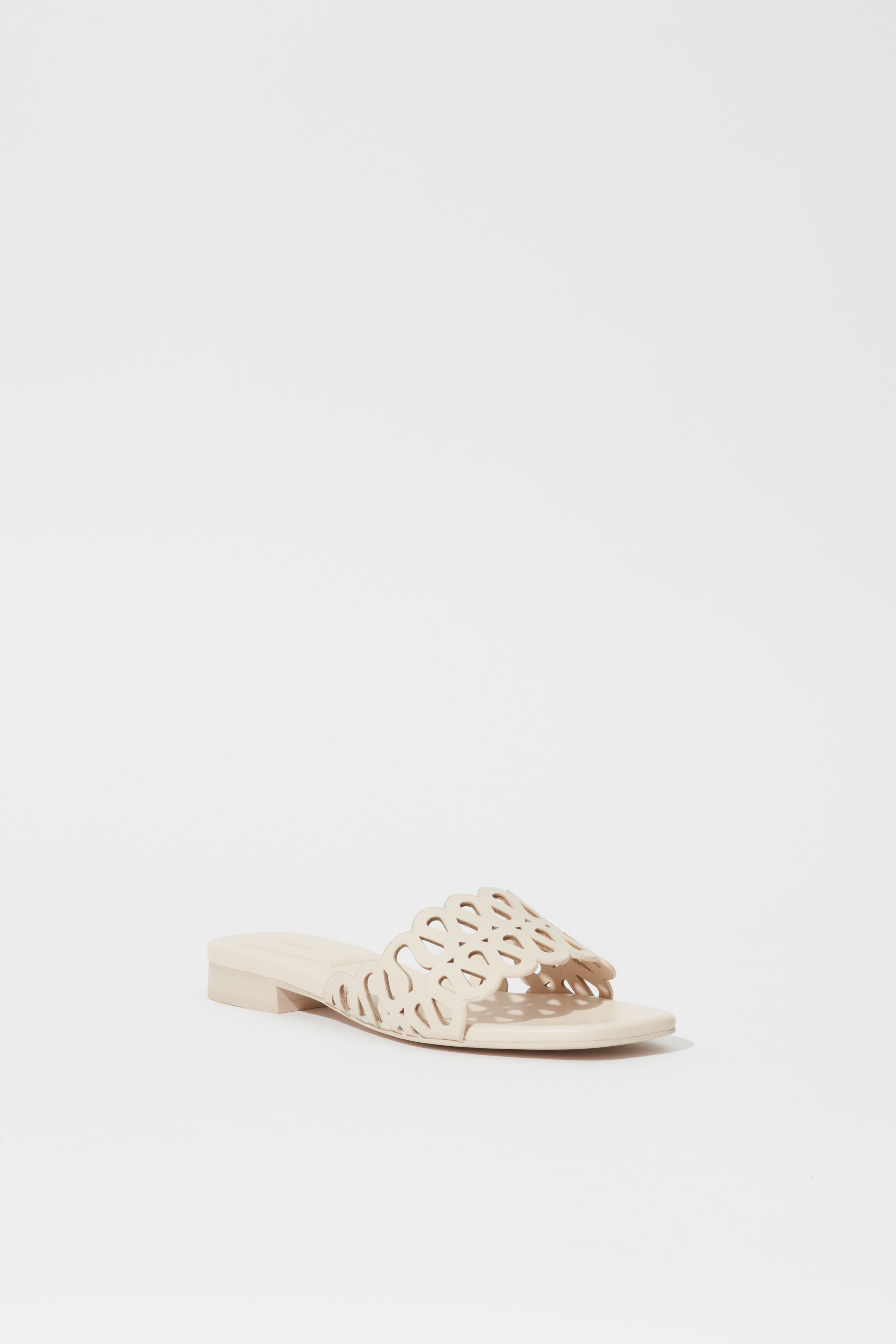 McCall Laser Cut Leather Flat Slide Cream
