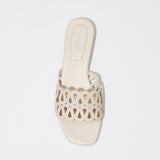 McCall Laser Cut Leather Flat Slide Cream