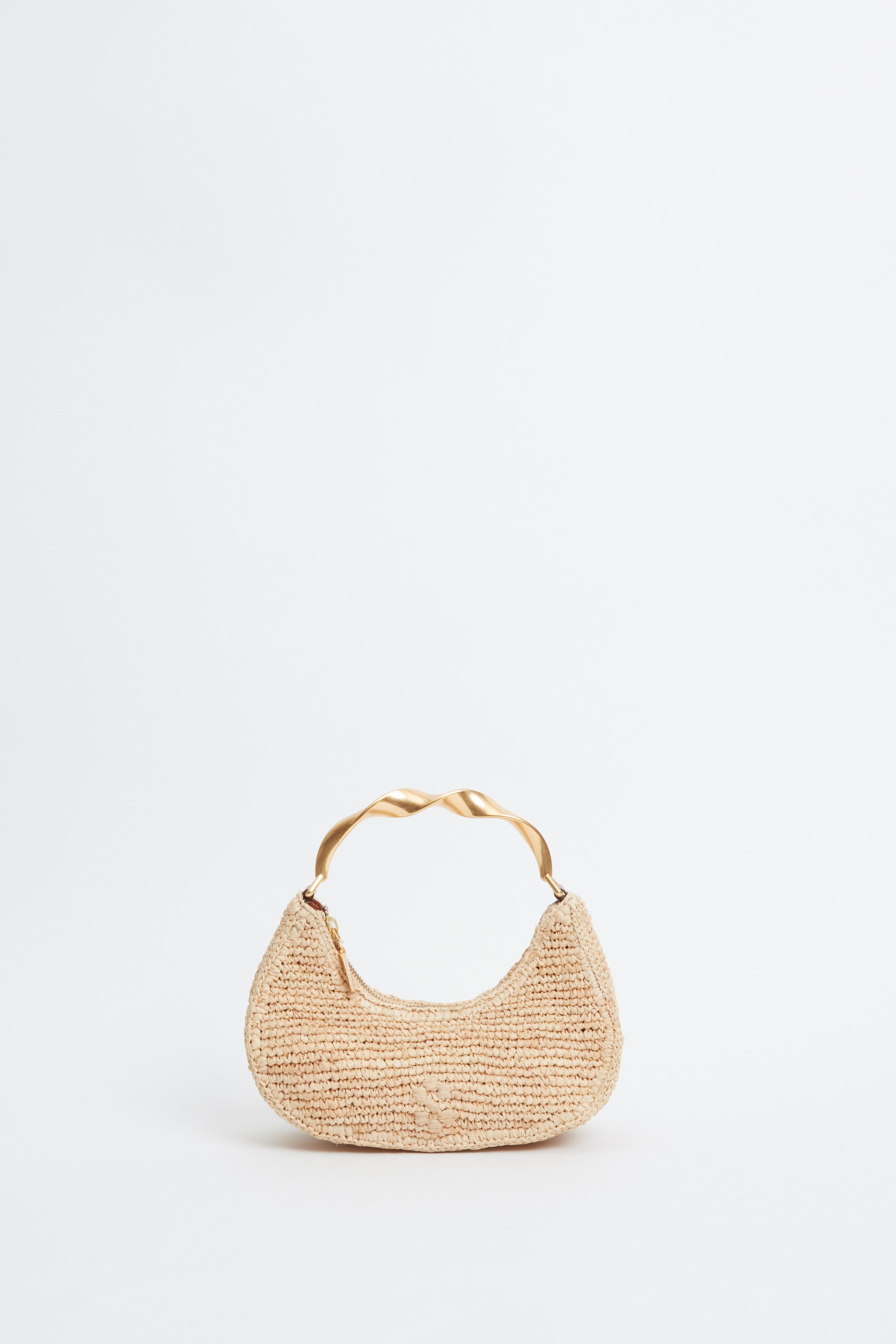 Nixi Twist Handle Raffia Hobbo Natural