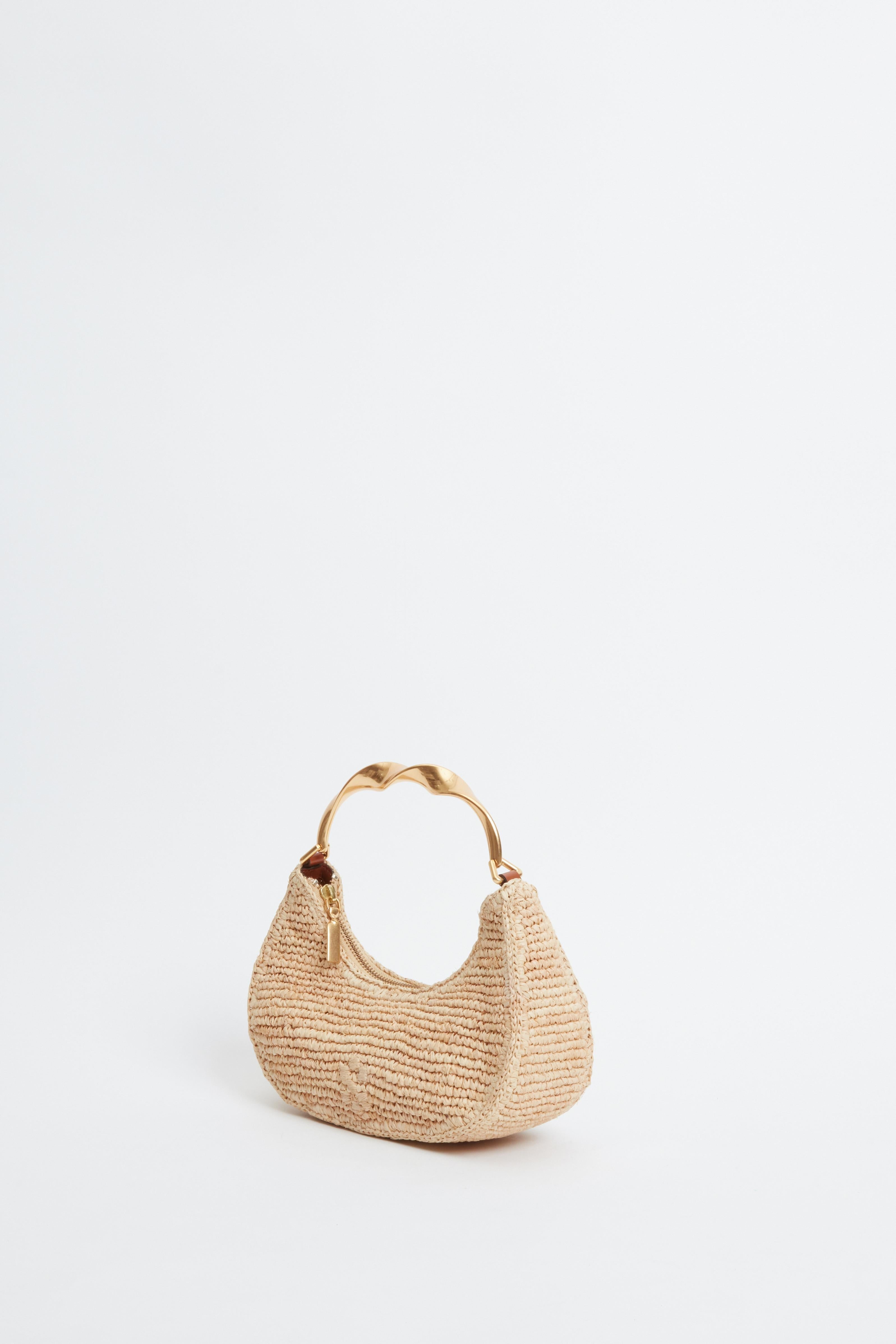 Nixi Twist Handle Raffia Hobbo Natural