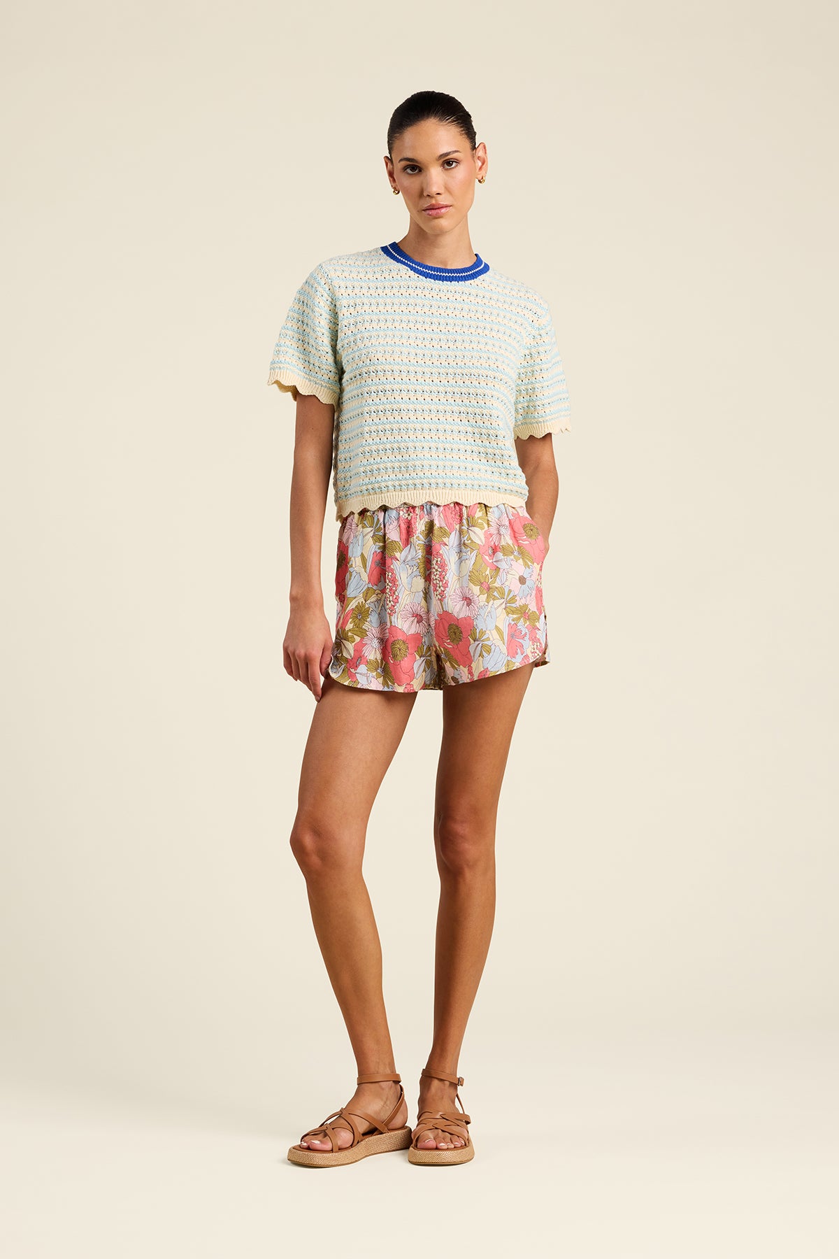 Jules Sweater T-Shirt Aqua Stripe
