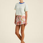 Jules Sweater T-Shirt Aqua Stripe