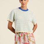 Jules Sweater T-Shirt Aqua Stripe