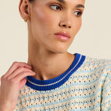 Jules Sweater T-Shirt Aqua Stripe