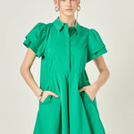Peplum Shirt Mini Dress Green