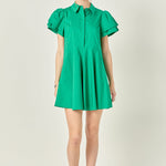 Peplum Shirt Mini Dress Green