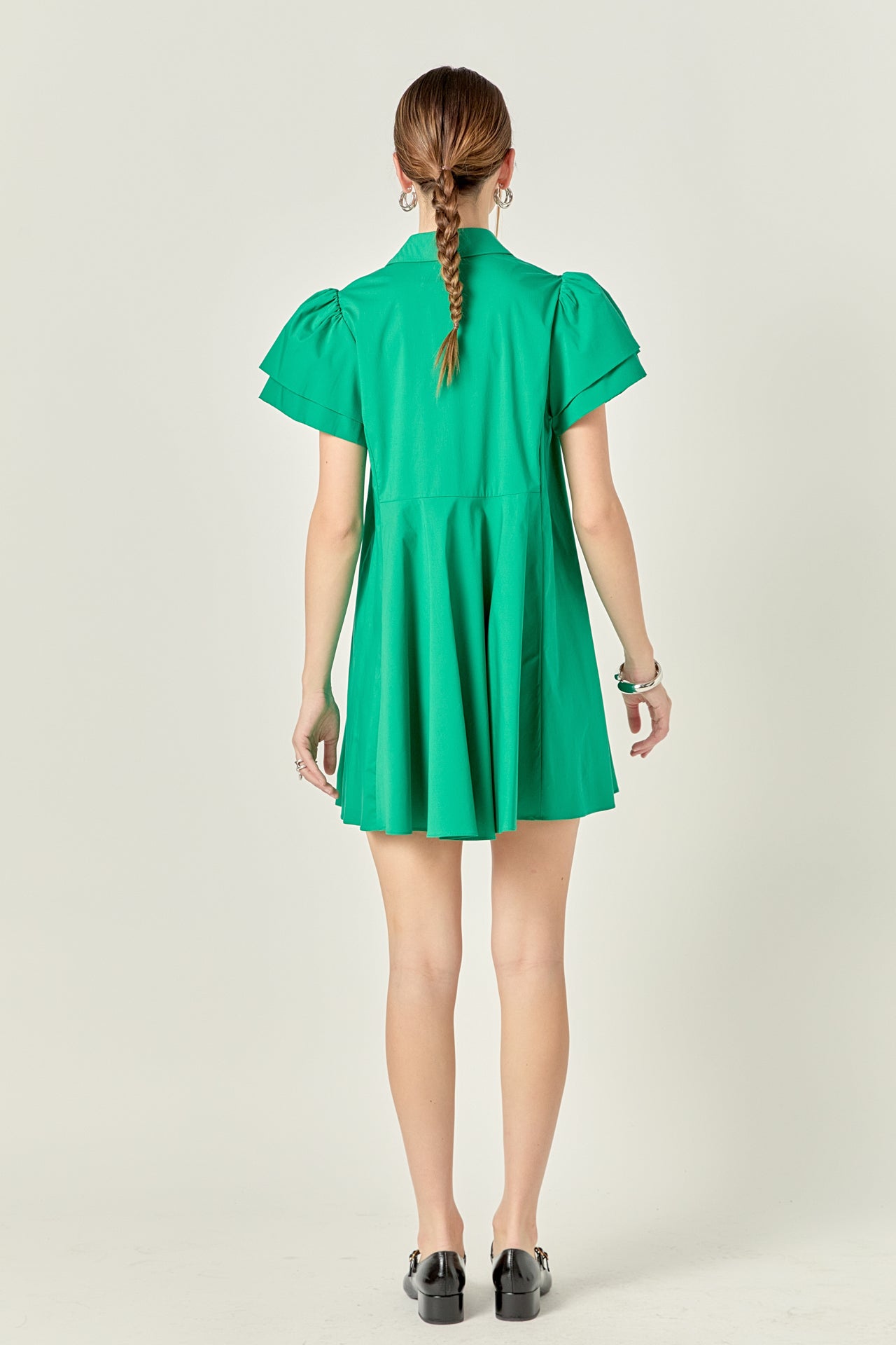 Peplum Shirt Mini Dress Green