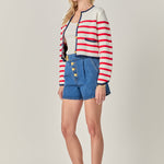 Stripe Cardigan Red Multi