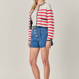 Stripe Cardigan Red Multi