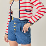 Stripe Cardigan Red Multi