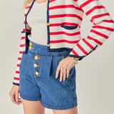Stripe Cardigan Red Multi
