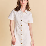 White Button Down Denim Dress