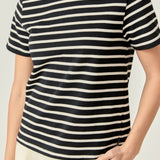 Contrast Rib Stripe T-Shirt Black/Pink