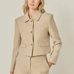 Buttoned  Crop Jacket Taupe