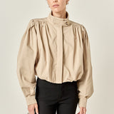 Shirred Trench Short Coat Beige