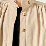 Shirred Trench Short Coat Beige