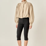 Shirred Trench Short Coat Beige