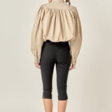 Shirred Trench Short Coat Beige