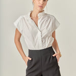 Ric Rac Detailed Short Sleeve Shirt White