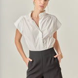 Ric Rac Detailed Short Sleeve Shirt White