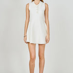 Pearl Bow Sleeveless Flare Knit Dress Off White