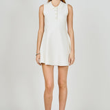 Pearl Bow Sleeveless Flare Knit Dress Off White
