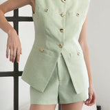 Long Lined Vest Pistachio White