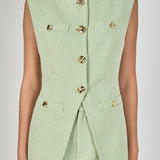 Long Lined Vest Pistachio White