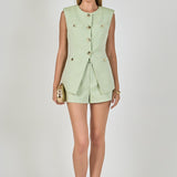 Long Lined Vest Pistachio White