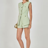 Long Lined Vest Pistachio White