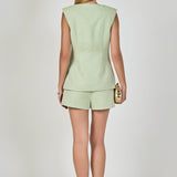 Long Lined Vest Pistachio White