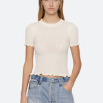 Abbie Knit S/SLV Tee Cream