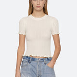 Abbie Knit S/SLV Tee Cream
