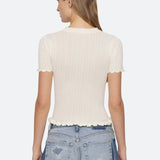 Abbie Knit S/SLV Tee Cream