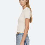 Abbie Knit S/SLV Tee Cream