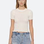 Abbie Knit S/SLV Tee Cream
