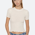 Abbie Knit S/SLV Tee Cream