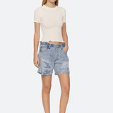 Abbie Knit S/SLV Tee Cream