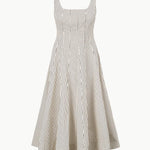 Wells Dress Ivory/ Dark Oak Micro Stripe