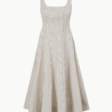 Wells Dress Ivory/ Dark Oak Micro Stripe