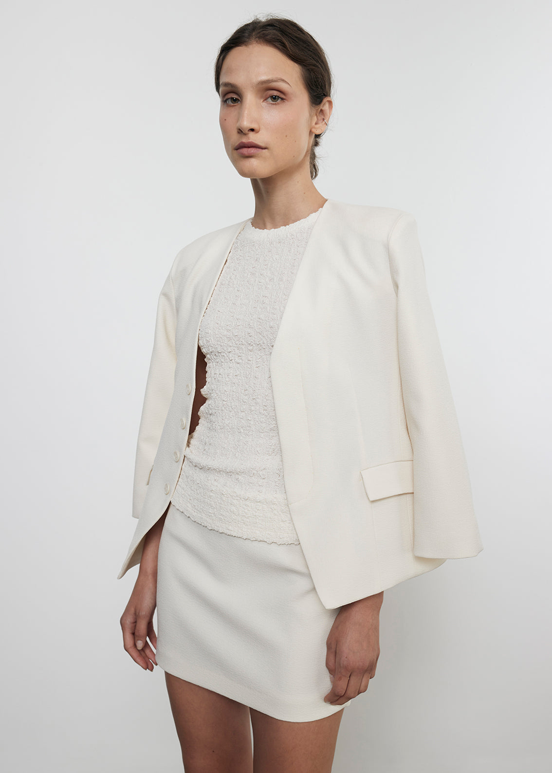 Crepe Sartorial Jacket Cream