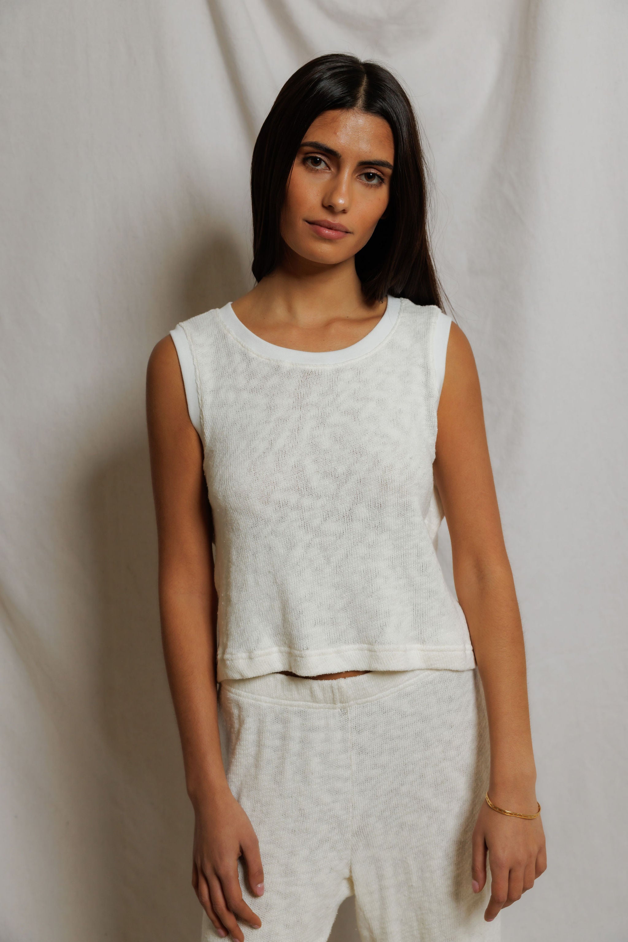 T385-Kala - summer mesh high neck crop tank 