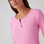 Rib Long Sleeve Henley Punk Pink