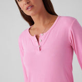 Rib Long Sleeve Henley Punk Pink